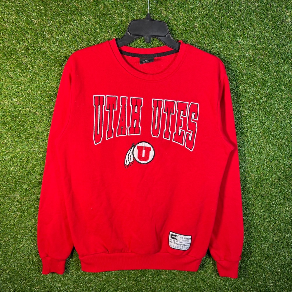 Colosseum Utah Utes Mens Small Red Crewneck Sweatshirt NCAA Collegiate